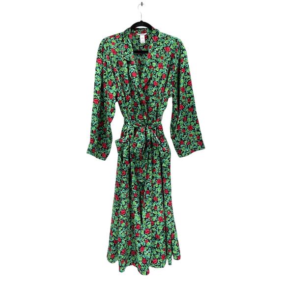 Vanity Fair Vintage Floral Rose Print Long Sleeve Belted Wrap Robe Size M - Picture 1 of 5